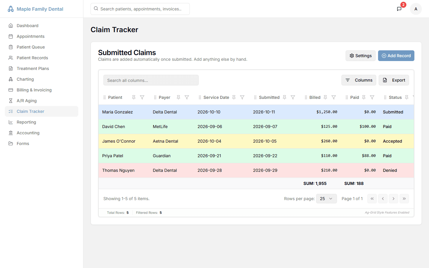 Claim tracker